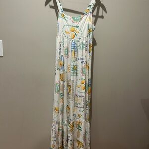 Paper Hearts Italian Postcard print maxi dress.